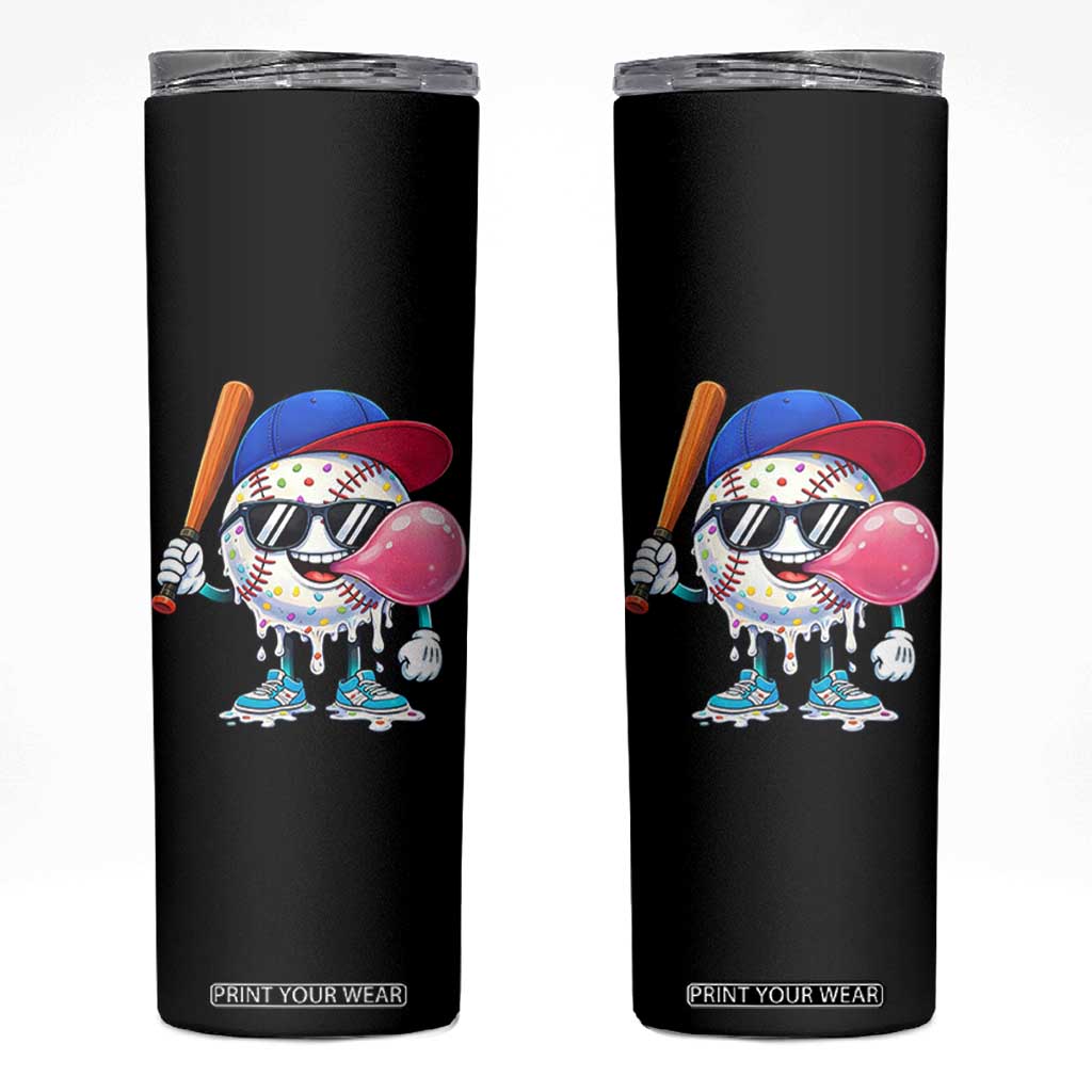 Baseball Bubble Gum Sports Game Day Skinny Tumbler TS11 Black Print Your Wear