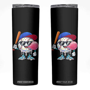Baseball Bubble Gum Sports Game Day Skinny Tumbler TS11 Black Print Your Wear