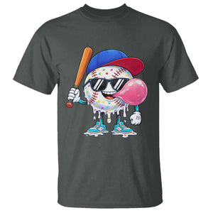 Baseball Bubble Gum Sports Game Day T Shirt TS11 Dark Heather Print Your Wear
