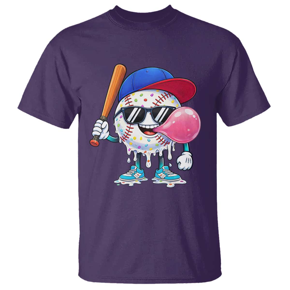 Baseball Bubble Gum Sports Game Day T Shirt TS11 Purple Print Your Wear