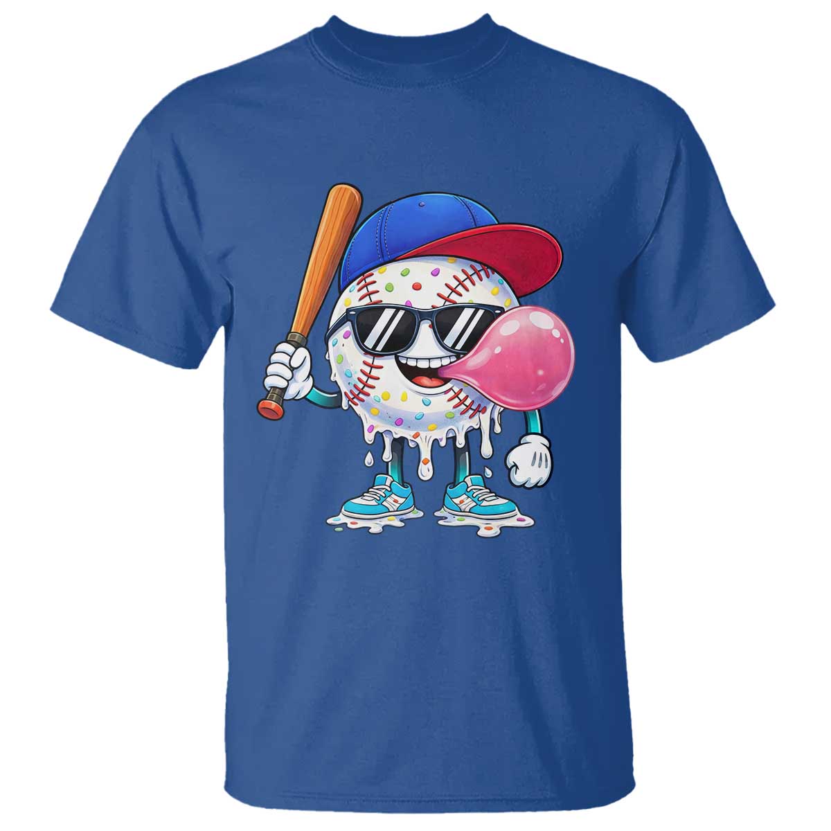 Baseball Bubble Gum Sports Game Day T Shirt TS11 Royal Blue Print Your Wear
