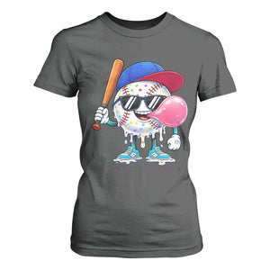 Baseball Bubble Gum Sports Game Day T Shirt For Women TS11 Dark Heather Print Your Wear