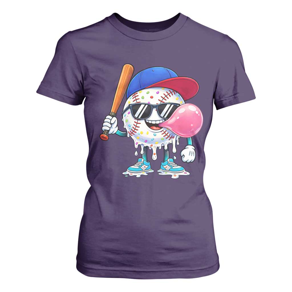 Baseball Bubble Gum Sports Game Day T Shirt For Women TS11 Purple Print Your Wear