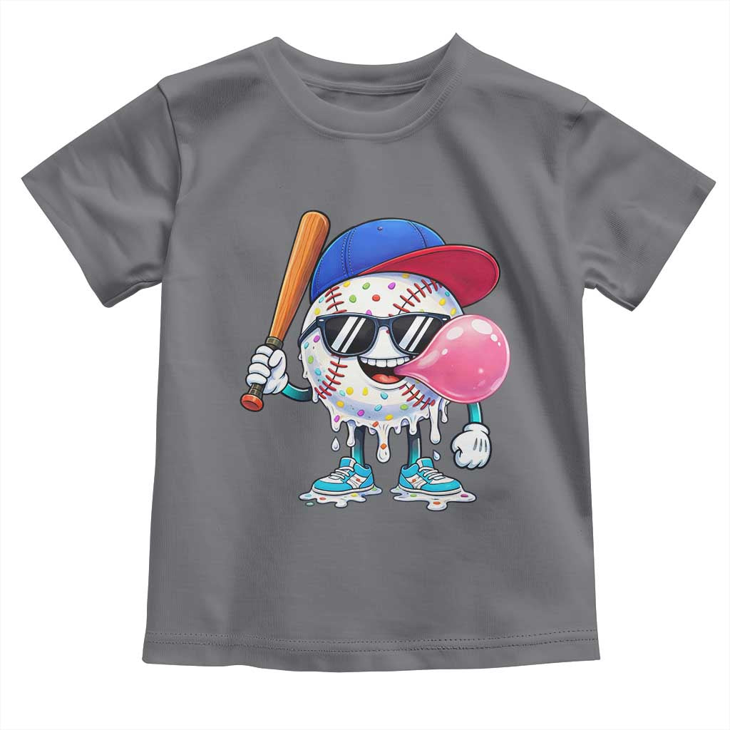 Baseball Bubble Gum Sports Game Day Toddler T Shirt TS11 Charcoal Print Your Wear