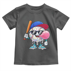 Baseball Bubble Gum Sports Game Day Toddler T Shirt TS11 Dark Heather Print Your Wear