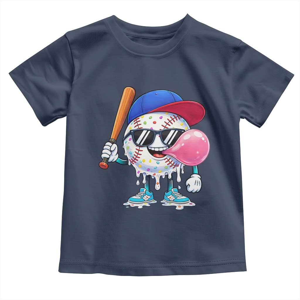 Baseball Bubble Gum Sports Game Day Toddler T Shirt TS11 Navy Print Your Wear