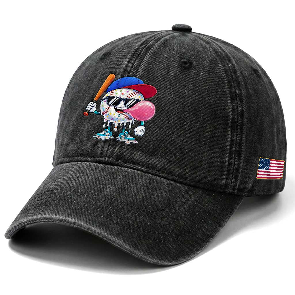 Baseball Bubble Gum Sports Game Day Washed Cotton Baseball Cap TS11 Print Your Wear