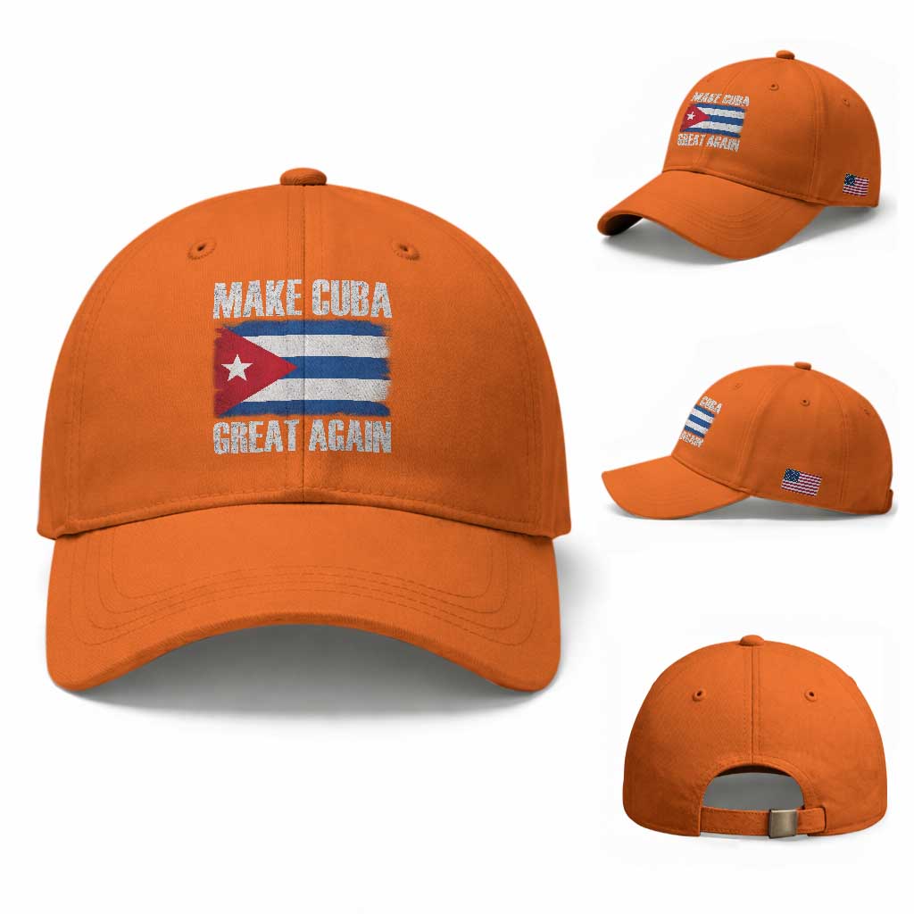 Make Cuba Great Again Baseball Cap Vintage Cuban Map TS11 Baseball Cap Universal Fit Orange Print Your Wear