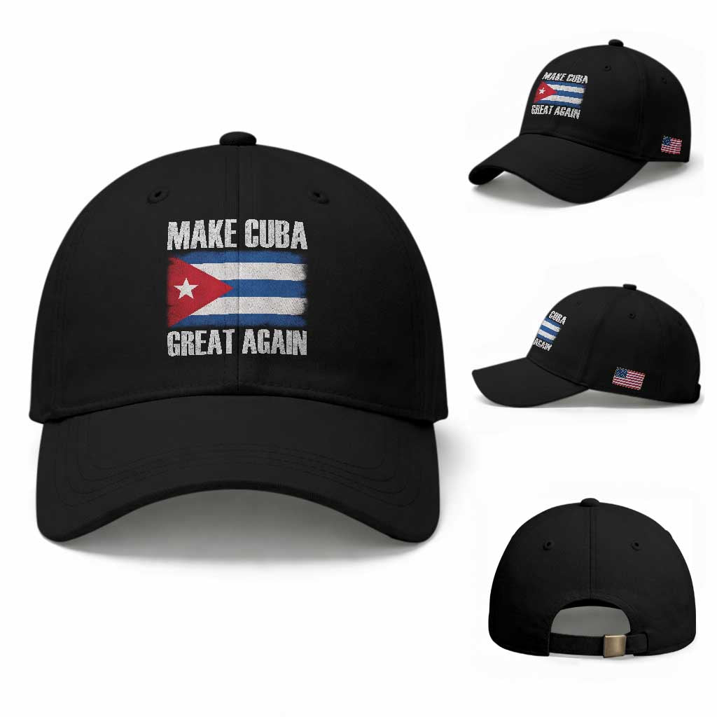 Make Cuba Great Again Baseball Cap Vintage Cuban Map TS11 Baseball Cap Universal Fit Black Print Your Wear