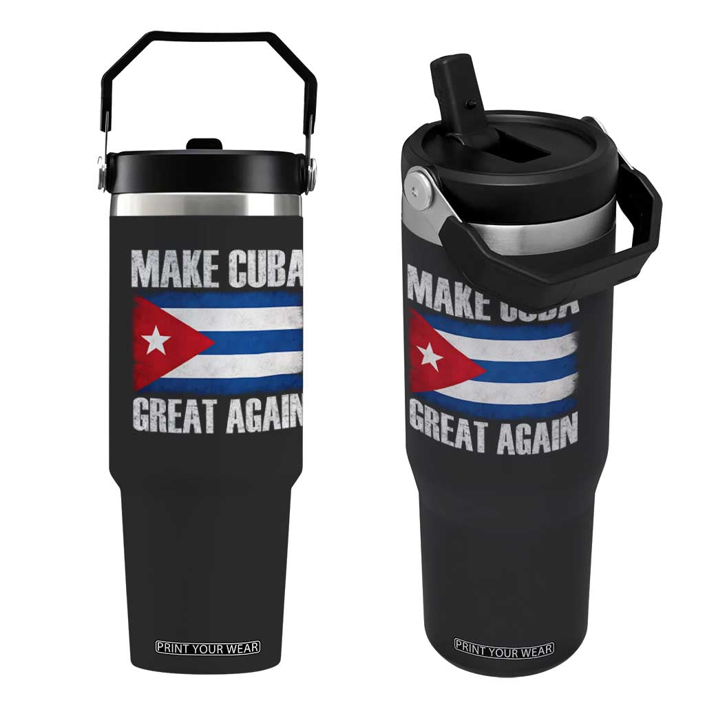 Make Cuba Great Again Flip Straw Tumbler Vintage Cuban Map TS11 One Size: 30 oz Black Print Your Wear