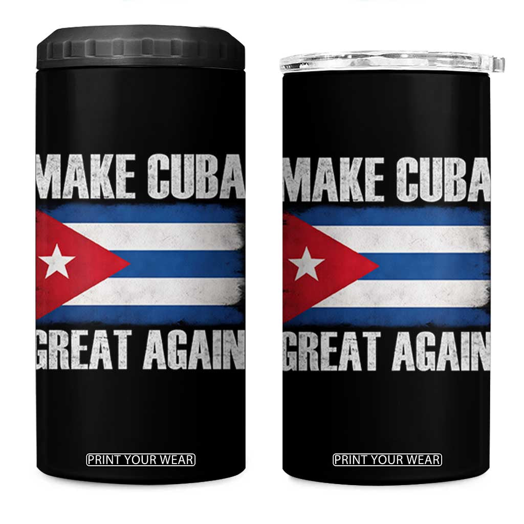 Make Cuba Great Again 4 in 1 Can Cooler Tumbler Vintage Cuban Map TS11 One Size: 16 oz Black Print Your Wear