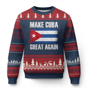 Make Cuba Great Again Ugly Christmas Sweater Vintage Cuban Map TS11 Navy Red Print Your Wear