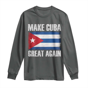 Make Cuba Great Again Long Sleeve Shirt Vintage Cuban Map TS11 Dark Heather Print Your Wear