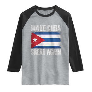 Make Cuba Great Again Raglan Shirt Vintage Cuban Map TS11 Heather Gray Black Print Your Wear
