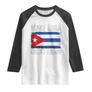 Make Cuba Great Again Raglan Shirt Vintage Cuban Map TS11 White Heather Charcoal Print Your Wear