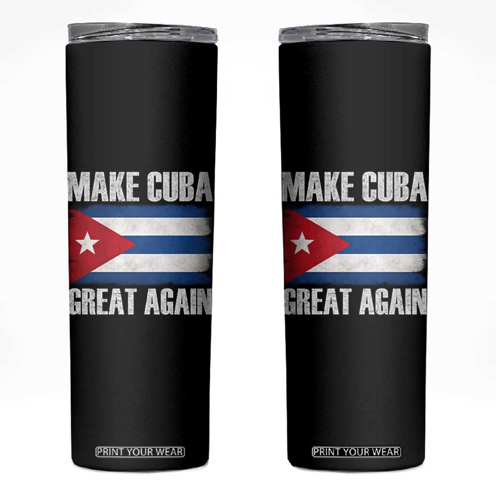 Make Cuba Great Again Skinny Tumbler Vintage Cuban Map TS11 Black Print Your Wear