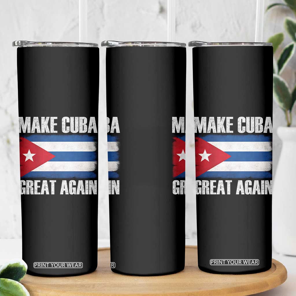 Make Cuba Great Again Skinny Tumbler Vintage Cuban Map TS11 Print Your Wear