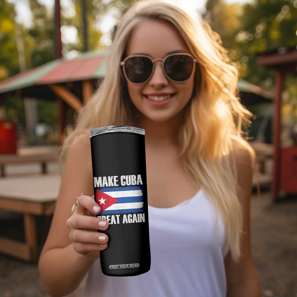 Make Cuba Great Again Skinny Tumbler Vintage Cuban Map TS11 Print Your Wear