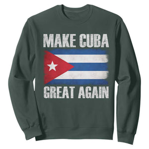 Make Cuba Great Again Sweatshirt Vintage Cuban Map TS11 Dark Forest Green Print Your Wear