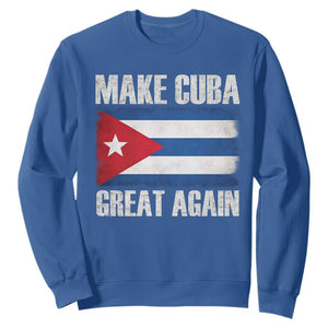 Make Cuba Great Again Sweatshirt Vintage Cuban Map TS11 Royal Blue Print Your Wear
