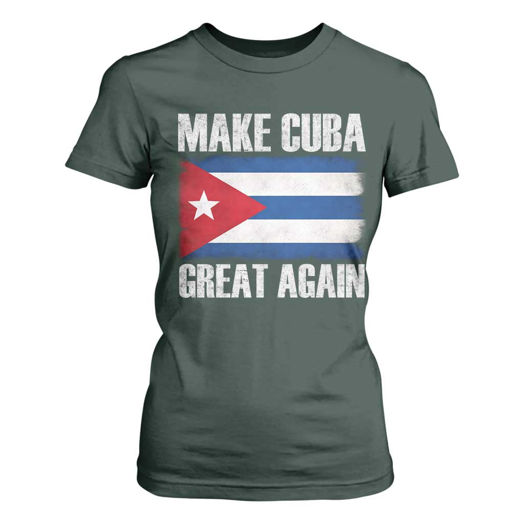 Make Cuba Great Again T Shirt For Women Vintage Cuban Map TS11 Dark Forest Green Print Your Wear