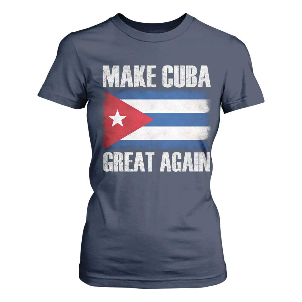 Make Cuba Great Again T Shirt For Women Vintage Cuban Map TS11 Navy Print Your Wear