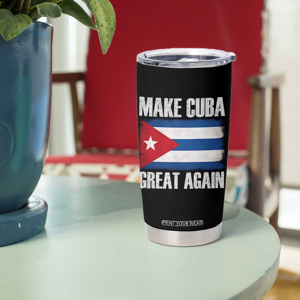 Make Cuba Great Again Tumbler Cup Vintage Cuban Map TS11 Print Your Wear
