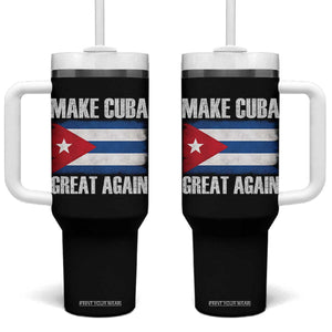 Make Cuba Great Again Tumbler With Handle Vintage Cuban Map TS11 One Size: 40 oz Black Print Your Wear