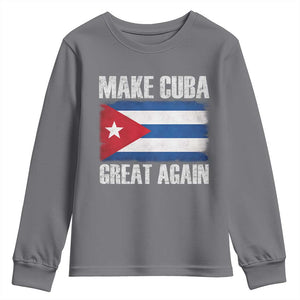 Make Cuba Great Again Youth Sweatshirt Vintage Cuban Map TS11 Charcoal Print Your Wear