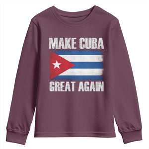 Make Cuba Great Again Youth Sweatshirt Vintage Cuban Map TS11 Maroon Print Your Wear
