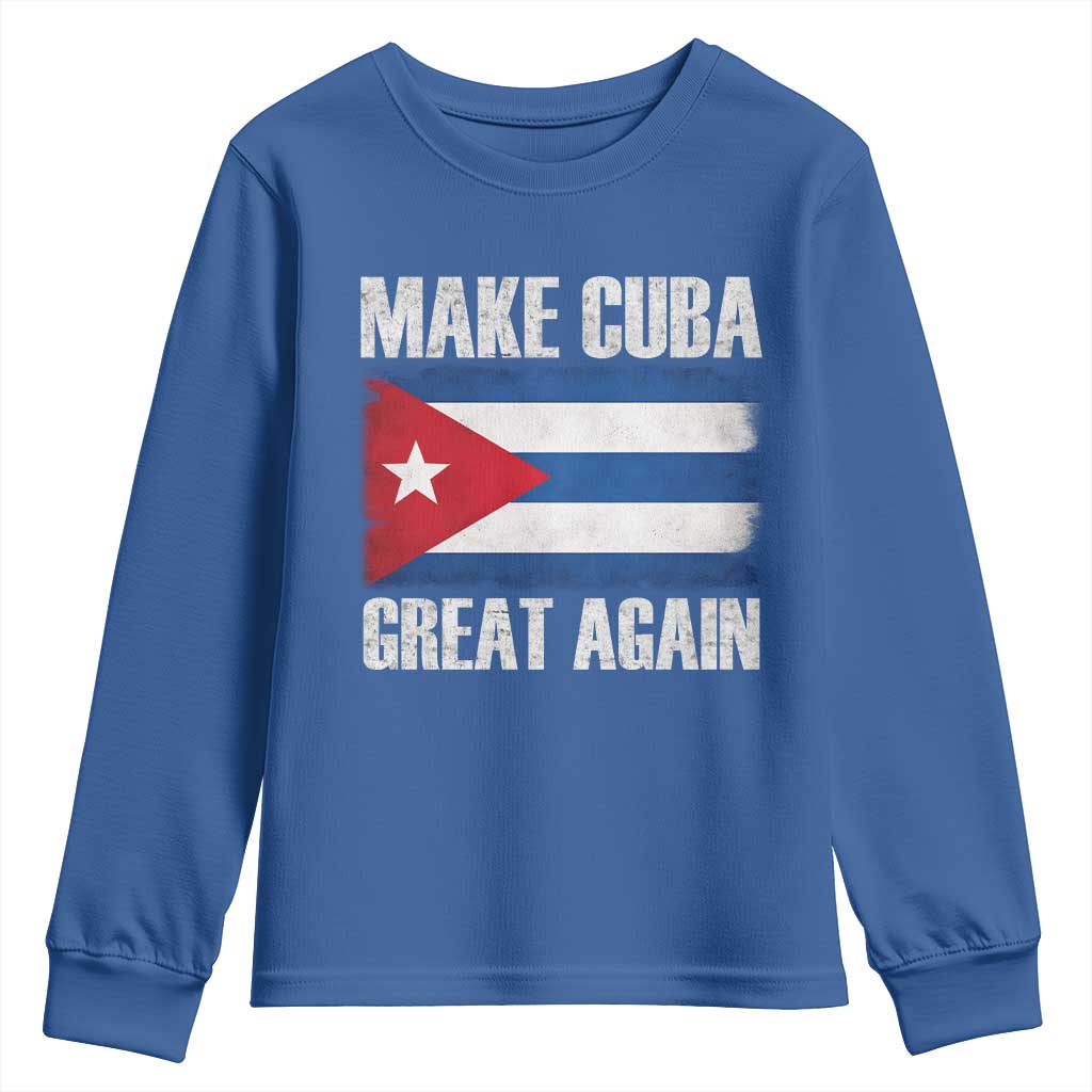 Make Cuba Great Again Youth Sweatshirt Vintage Cuban Map TS11 Royal Blue Print Your Wear