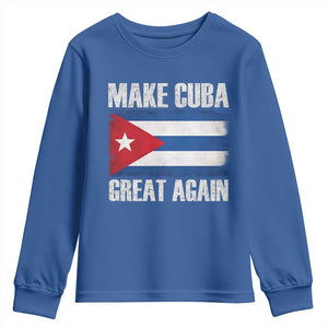 Make Cuba Great Again Youth Sweatshirt Vintage Cuban Map TS11 Royal Blue Print Your Wear