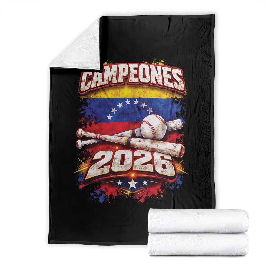 Venezuela Campeones 2026 Baseball Championship Throw Blanket Vintage Venezuelan Flag TS11 Black Print Your Wear