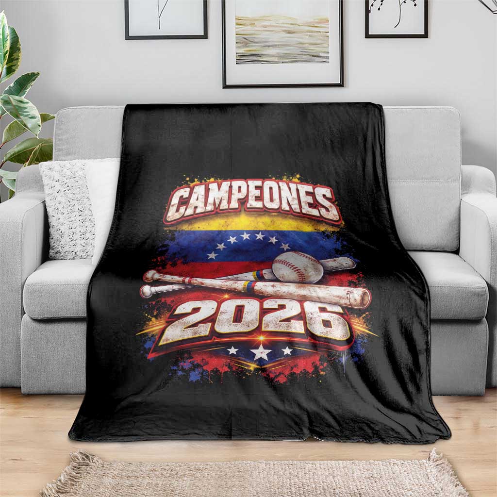 Venezuela Campeones 2026 Baseball Championship Throw Blanket Vintage Venezuelan Flag TS11 Print Your Wear