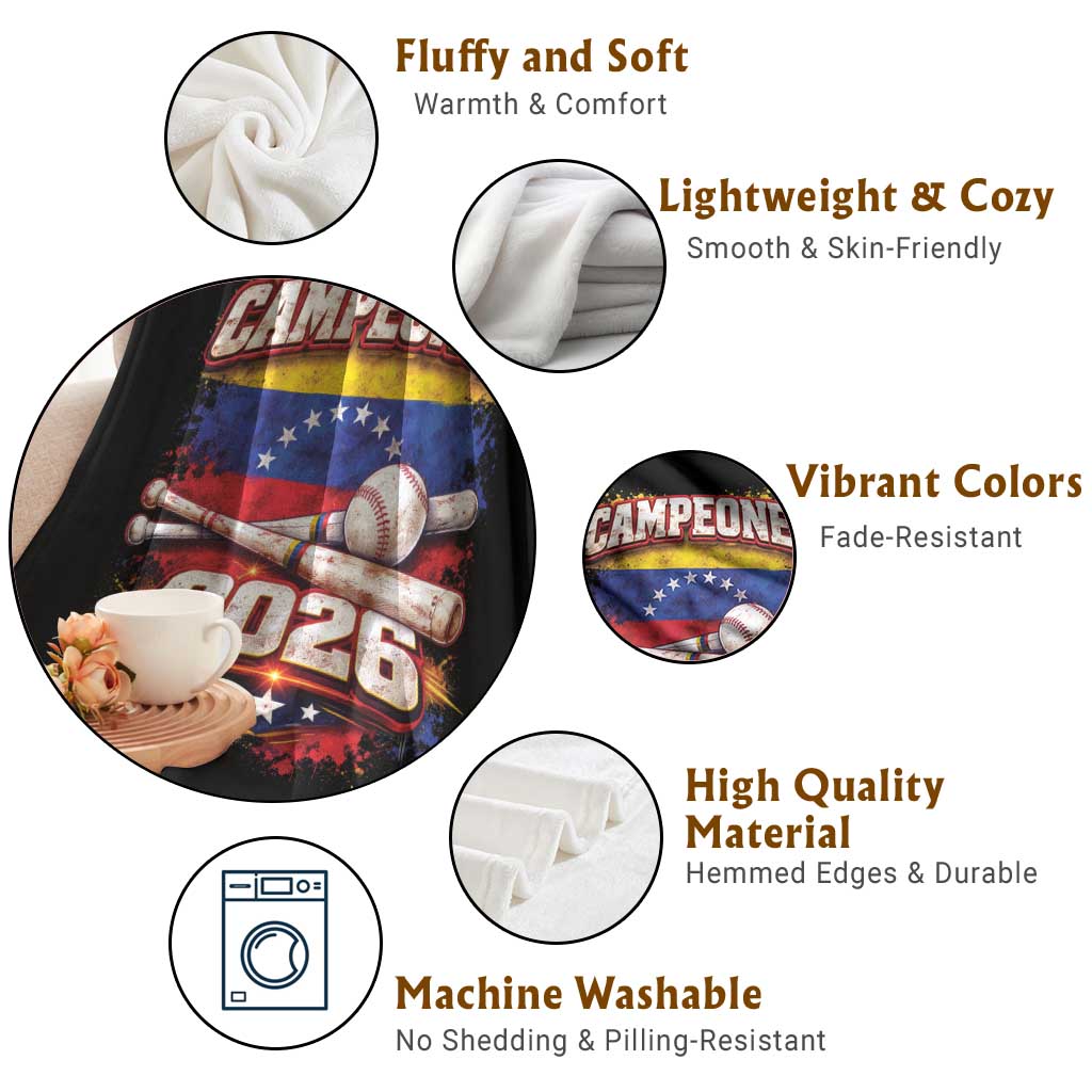 Venezuela Campeones 2026 Baseball Championship Throw Blanket Vintage Venezuelan Flag TS11 Print Your Wear