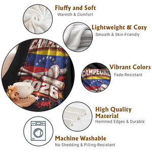 Venezuela Campeones 2026 Baseball Championship Throw Blanket Vintage Venezuelan Flag TS11 Print Your Wear