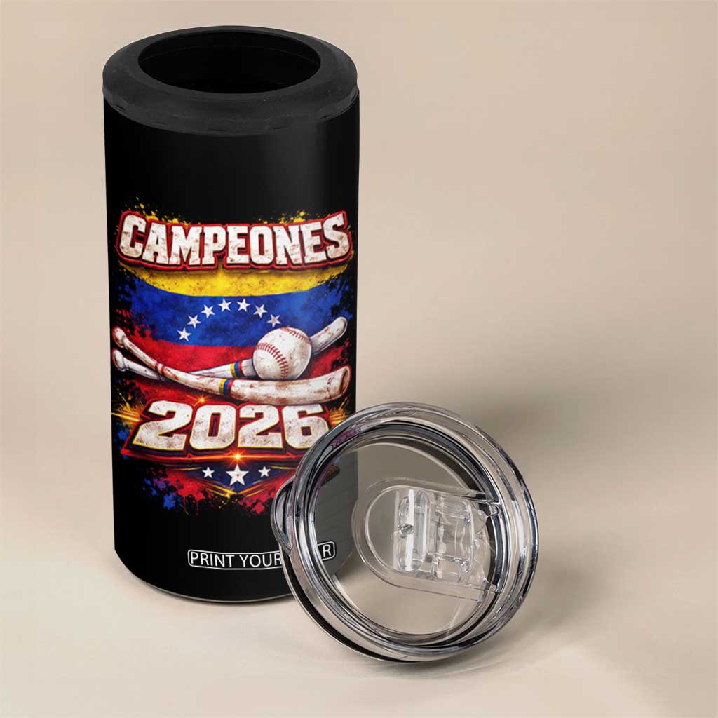 Venezuela Campeones 2026 Baseball Championship 4 in 1 Can Cooler Tumbler Vintage Venezuelan Flag TS11 Print Your Wear