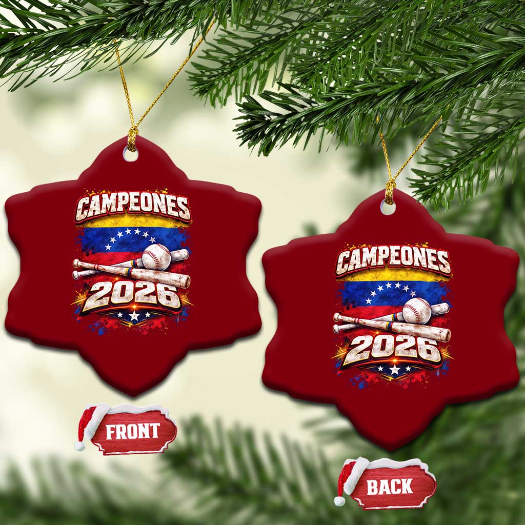 Venezuela Campeones 2026 Baseball Championship Ceramic Ornament Vintage Venezuelan Flag TS11 Print Your Wear