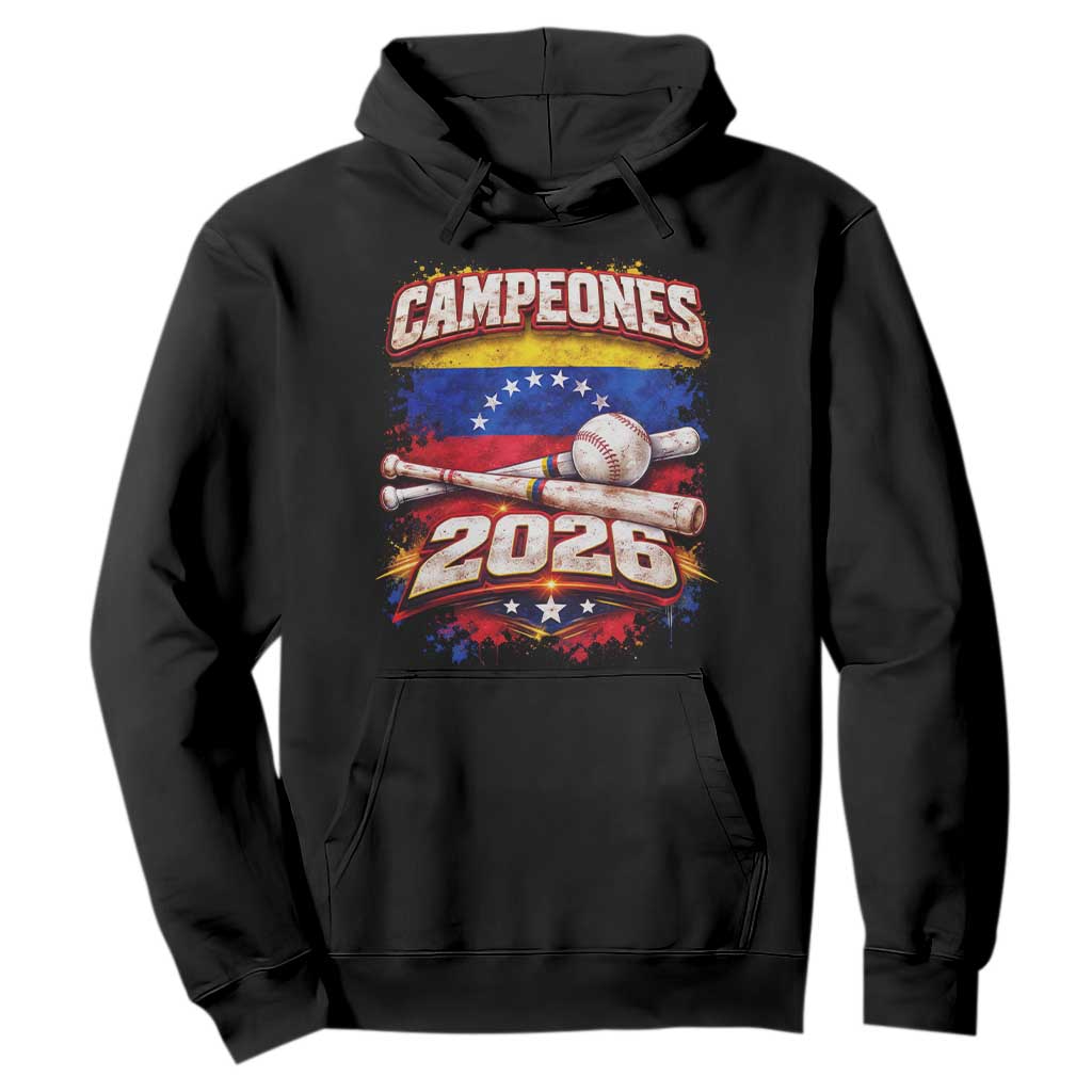 Venezuela Campeones 2026 Baseball Championship Hoodie Vintage Venezuelan Flag TS11 Black Print Your Wear