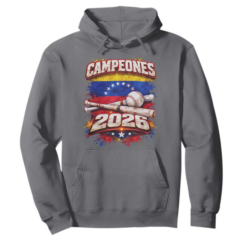 Venezuela Campeones 2026 Baseball Championship Hoodie Vintage Venezuelan Flag TS11 Charcoal Print Your Wear