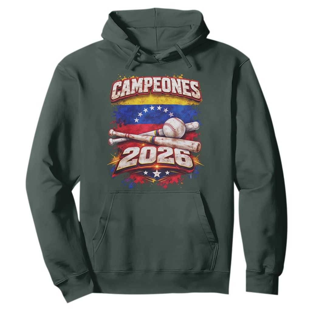 Venezuela Campeones 2026 Baseball Championship Hoodie Vintage Venezuelan Flag TS11 Dark Forest Green Print Your Wear