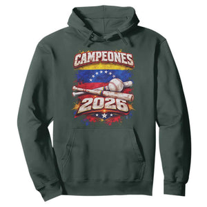Venezuela Campeones 2026 Baseball Championship Hoodie Vintage Venezuelan Flag TS11 Dark Forest Green Print Your Wear