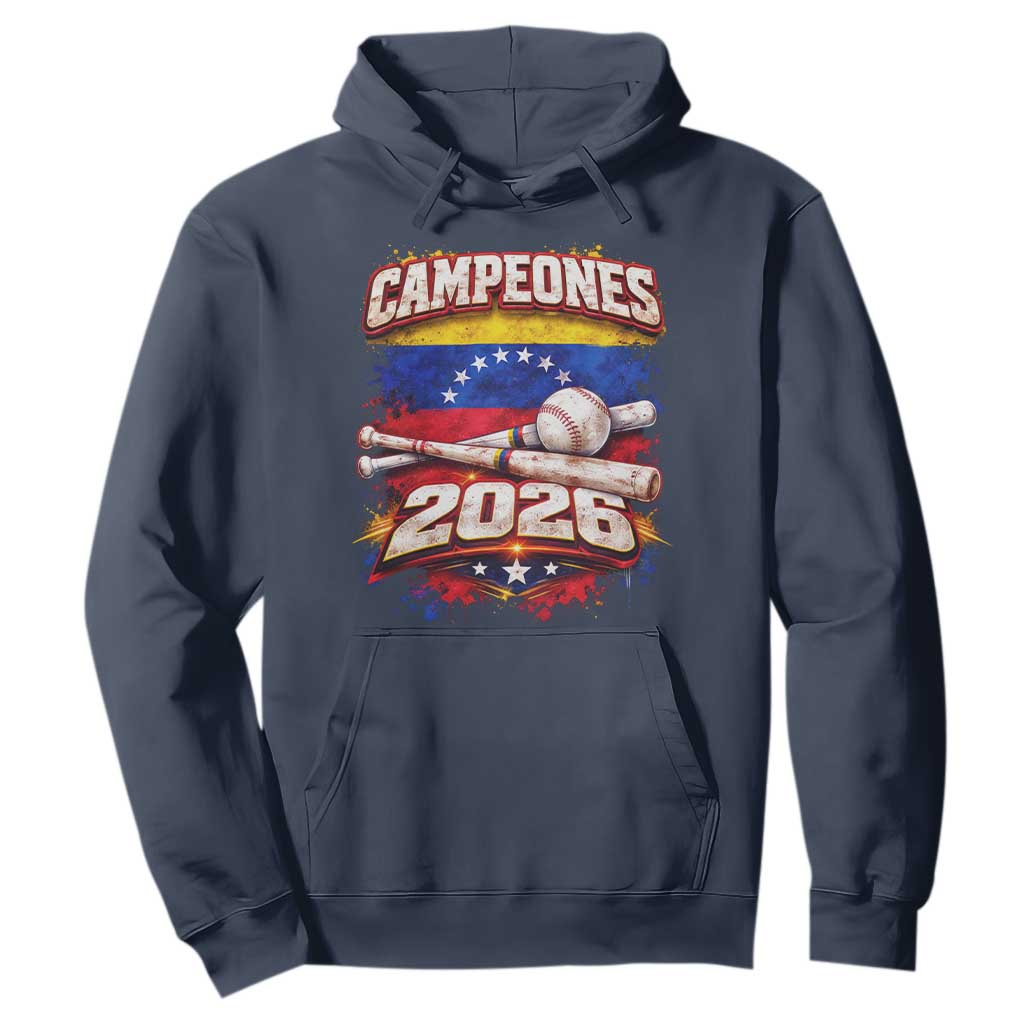 Venezuela Campeones 2026 Baseball Championship Hoodie Vintage Venezuelan Flag TS11 Navy Print Your Wear