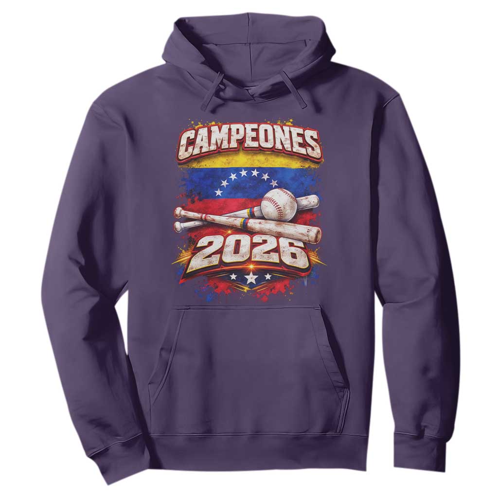 Venezuela Campeones 2026 Baseball Championship Hoodie Vintage Venezuelan Flag TS11 Purple Print Your Wear