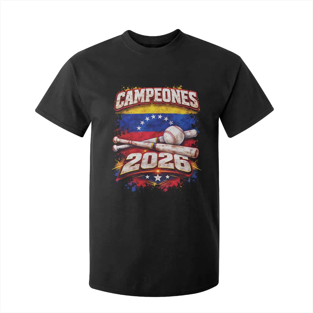 Venezuela Campeones 2026 Baseball Championship T Shirt For Kid Vintage Venezuelan Flag TS11 Black Print Your Wear