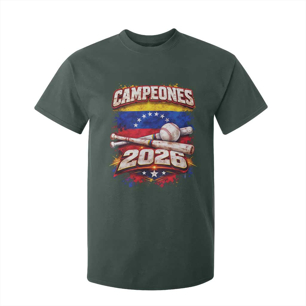 Venezuela Campeones 2026 Baseball Championship T Shirt For Kid Vintage Venezuelan Flag TS11 Dark Forest Green Print Your Wear