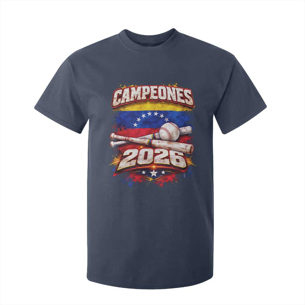 Venezuela Campeones 2026 Baseball Championship T Shirt For Kid Vintage Venezuelan Flag TS11 Navy Print Your Wear
