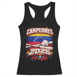Venezuela Campeones 2026 Baseball Championship Racerback Tank Top Vintage Venezuelan Flag TS11 Black Print Your Wear