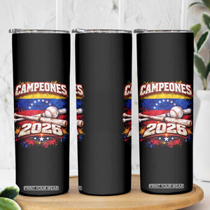 Venezuela Campeones 2026 Baseball Championship Skinny Tumbler Vintage Venezuelan Flag TS11 Print Your Wear