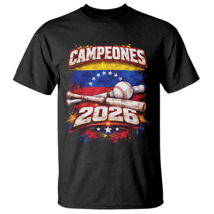 Venezuela Campeones 2026 Baseball Championship T Shirt Vintage Venezuelan Flag TS11 Black Print Your Wear
